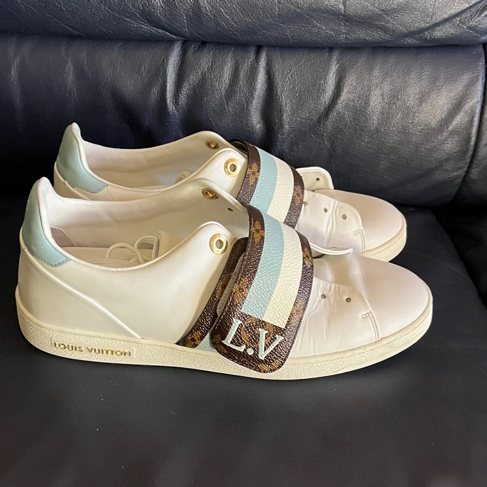 Louis Vuitton White and Brown Sneakers - Picture 2 of 8